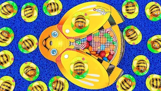 Satisfying ASMR | Magic Bee Box Full of Yummy Candy with Slime Skittles & Grid Balls Cutting Video