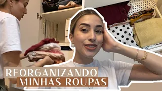 DESAPEGANDO das minhas roupas e ORGANIZANDO o guarda roupa (parte 1) | Carine Reis