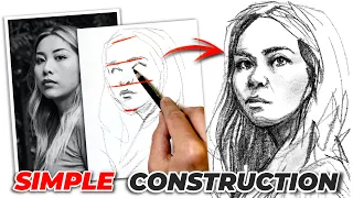 How to draw a face using a simple construction method | SKETCH BASIC PROPORTIONS