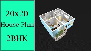 20x20 House Design 2Bhk || 400 Sqft Ghar Ka Naksha || 20x20 House Plan || Tiny Home Design