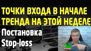 Точки входа в сделки в тренде и постановка stop-loss. Как определить начало тренда. Трейдинг