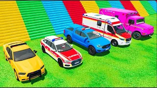 LOADING & TRANSPORTING COLOR DACIA, CHEVROLET, DODGE, AUDI POLICE CARS! - FS 22 - SB GAME #0028