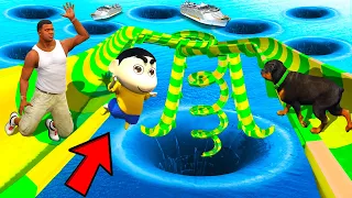 SHINCHAN AND FRANKLIN TRIED THE IMPOSSIBLE HIGHEST WATER SLIDE MELA DEEPEST HOLE CHALLENGE GTA 5