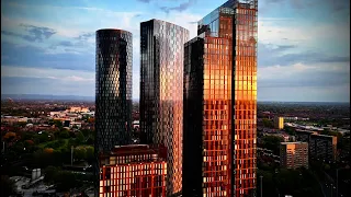 Manchester Sunset Drone Views | 4K