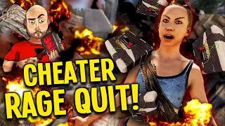 Raiding a rust cheater with C4 and he rage quits!