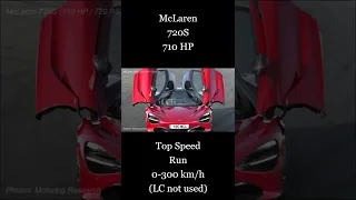 710 HP McLaren 720S Top Speed Run 0-300 km/h #shorts