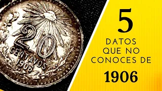 MONEDA 20 CENTAVOS PLATA DE 1906!!!  AÑO EN EL QUE SUCEDIÓ TODO ESTO!!