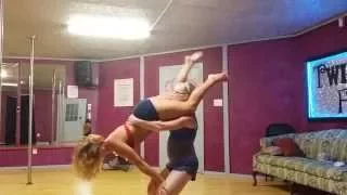 Acro yoga pole play practice at twisted fit