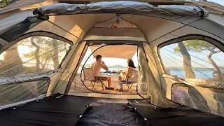 RELAXING CAMP BY THE FOREST AND THE SEA