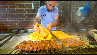 TURKISH STREET FOOD - Adana Kebab + Crazy Şırdan! AMAZING Street Food in Adana, Turkey!!