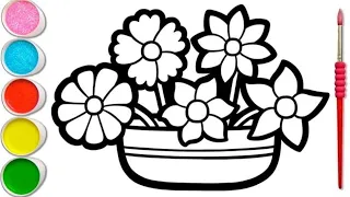 Beautiful Flower Basket Drawing for kids | Flower Basket Step by Step guide for toddlers