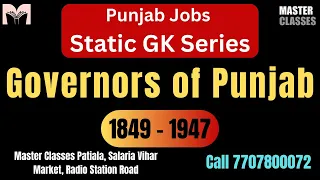 Static GK Series | Governors of Punjab 1849 to 1947 | Day 7 |  Call 8054400797 or 7707800072