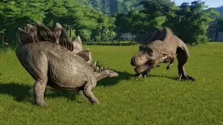 Stegosaurus(Fully Modified) VS All Carnivores - Jurassic World Evolution