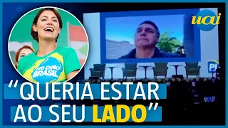 Bolsonaro chora na posse de Michelle no PL Mulher