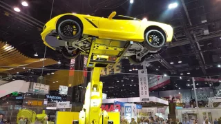 Corvette Raised Up By The FANUC M-2000iA Robot...IS IT GOING TO FALL??