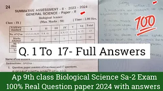 💯real Ap 9th class biology Sa2 question paper and answers 2024|9th Sa2 biology Sa2 answer key 2024