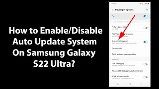 How to Enable/Disable Auto Update System On Samsung Galaxy S22 Ultra?