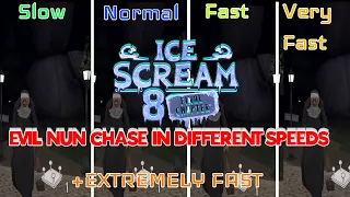 Ice Scream 8 Evil Nun Chase in Different Speeds - Slow, Normal, Fast, Very Fast and Extremely Fast!