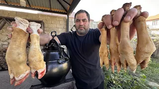 Leg hash and Liver in a fat film  Two favorite dishes!!!!!!