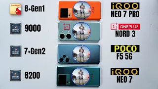 IQOO Neo 7 Pro vs OnePlus Nord 3 vs IQOO Neo 7 vs Poco F5 Bgmi Test | Extremely Shocking Results 😲