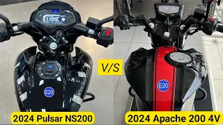 All New👌 2024 TVs Apache RTR 200 4V Vs Bajaj Pulsar NS 200 Details Comparison | On Road price