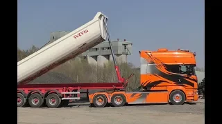 5 Scania Trucks Tipping Trailers