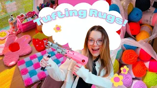 I got a tufting gun! ☻ building a tufting frame + tufting my first rugs! ☻✿ Studio Vlog