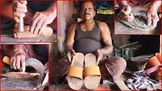 Amazing Handmade Leather Flip Flops Making by Simple Tools | Footwear Sandals | Handcrafted Leather