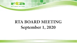 RTA Board Meeting September 1 2020