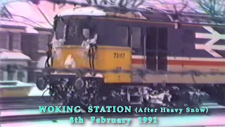 BR in the 1990s Woking Station on 8th February 1991 After Heavy Snowfall