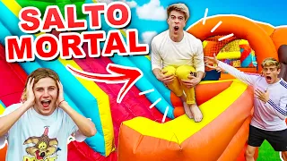 WE DO EXTREME CHALLENGES AND JUMPS IN INFLATABLES !!