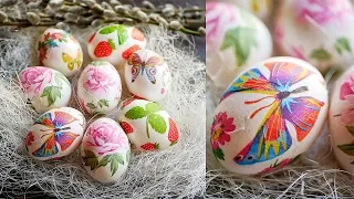 Как Украсить ПАСХАЛЬНЫЕ Яйца 🥚😊 ДЕКУПАЖ Салфетками 🐣How to Decorate Easter Eggs