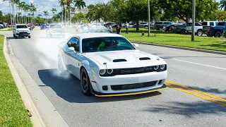 BEST EXITS, BURNOUTS, and Casual Pullouts - Supercars and Muscle Cars at Cars and Coffee Palm Beach