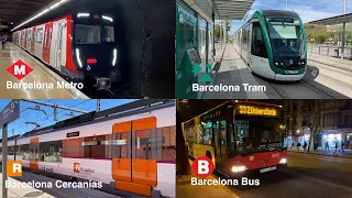Barcelona Metro, Tram, Cercanía & Bus | April 2023 Compilation | 34 min | 4K