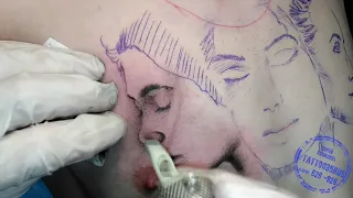 Процесс татуировки с женскими лицами и надписью  ч1   Тени в татуировке, подготовка эскиза