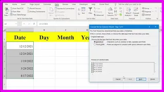 Split date to multi column in excel