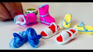 DIY How to Make Miniature Polymer Clay Glitter Shoes, Boots, High Heels Set | Polymer Clay tutorial