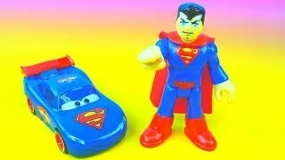 Lightning SuperCar McQueen saves Superman from the Penguin