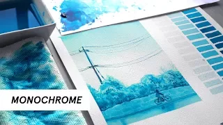 How to Paint with One Color! / (Monochromatic Studies w/ Watercolors!)