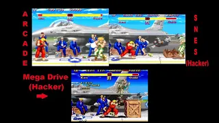 Super Street Fighter ii (Sega Genesis vs SNES - hack vs hack) Side by Side comparison