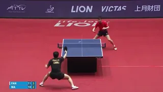 Fan Zhendong Vs Ma Long  - Match point (2019 ITTF-ATTU). Shortest followed by longest BH rally ever.