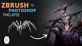 ZBrush to Photoshop Timelapse - 'Shelob/Spider Queen' Concept