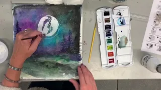 Time lapse galaxy watercolor painting tutorial