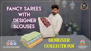 Latest Fancy sarees with designer blouses collections | #mkcollections #wholesalestore #dailywear |
