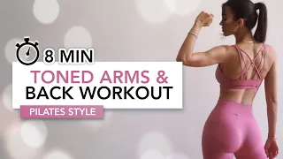 8 MIN TONED ARMS & BACK WORKOUT | Pilates Style Upper Body Shaping - No Equipment | Eylem Abaci
