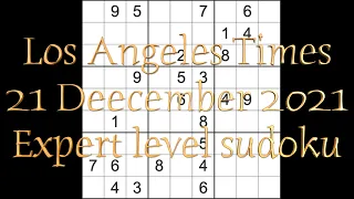 Sudoku solution – Los Angeles Times sudoku 21 December 2021 Expert level