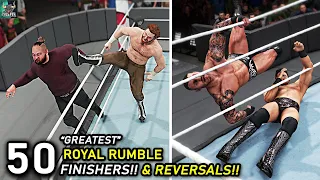 Top 50 Greatest Royal Rumble Finishers & Reversals!! WWE 2K22 Countdown