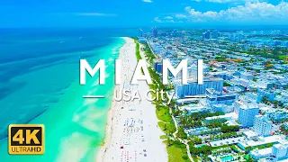 FLYING OVER MIAMI 4K Video UHD - Relaxing Music With Amazing Beautiful Nature Scenery For Relaxation