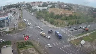 Авария с синим автобусом в Астрахани