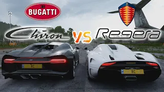 Bugatti Chiron W16 vs Koenigsegg Regera V8 [DRAG RACE][TOP SPEED][FH5]
